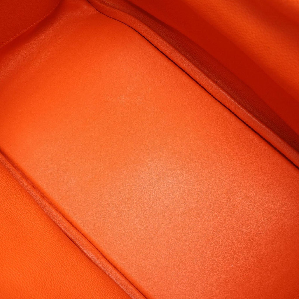 Hermes Shoulder Bag Lindy 30 Orange Leather — view 6