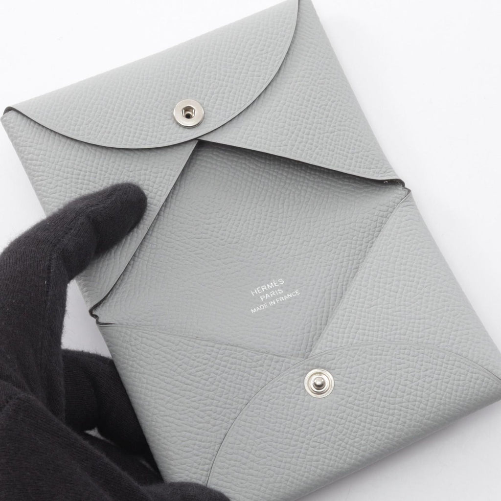 Hermes Coin Purse Calvi Blue Glacier Leather — view 3