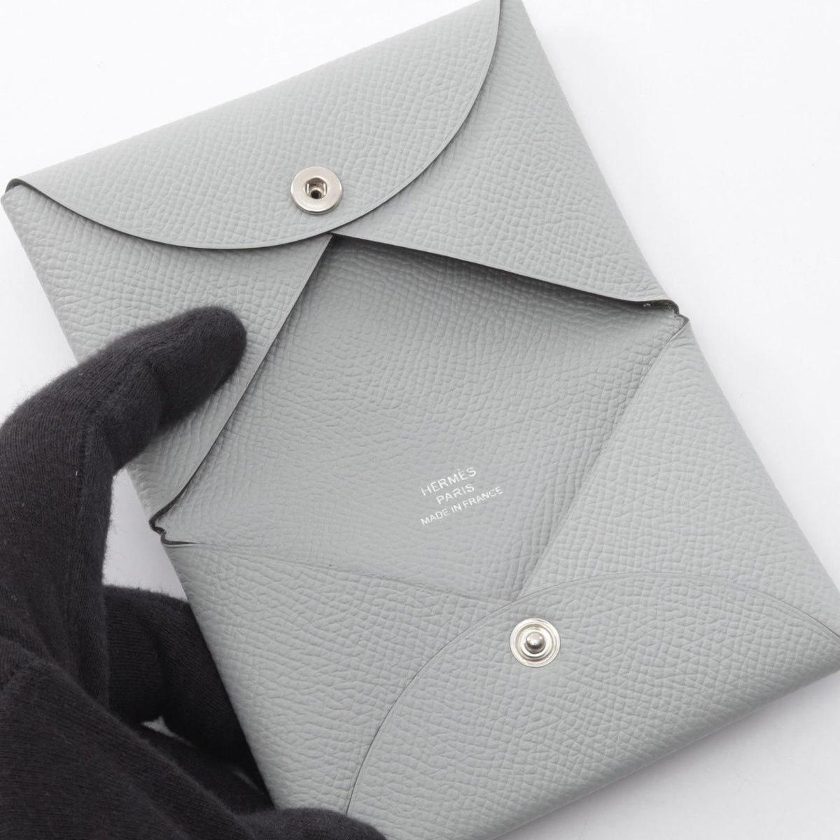 Hermes Coin Purse Calvi Blue Glacier Leather — view 3