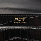 Hermes Shoulder Bag Vintage Black Exotic Leather — view 4
