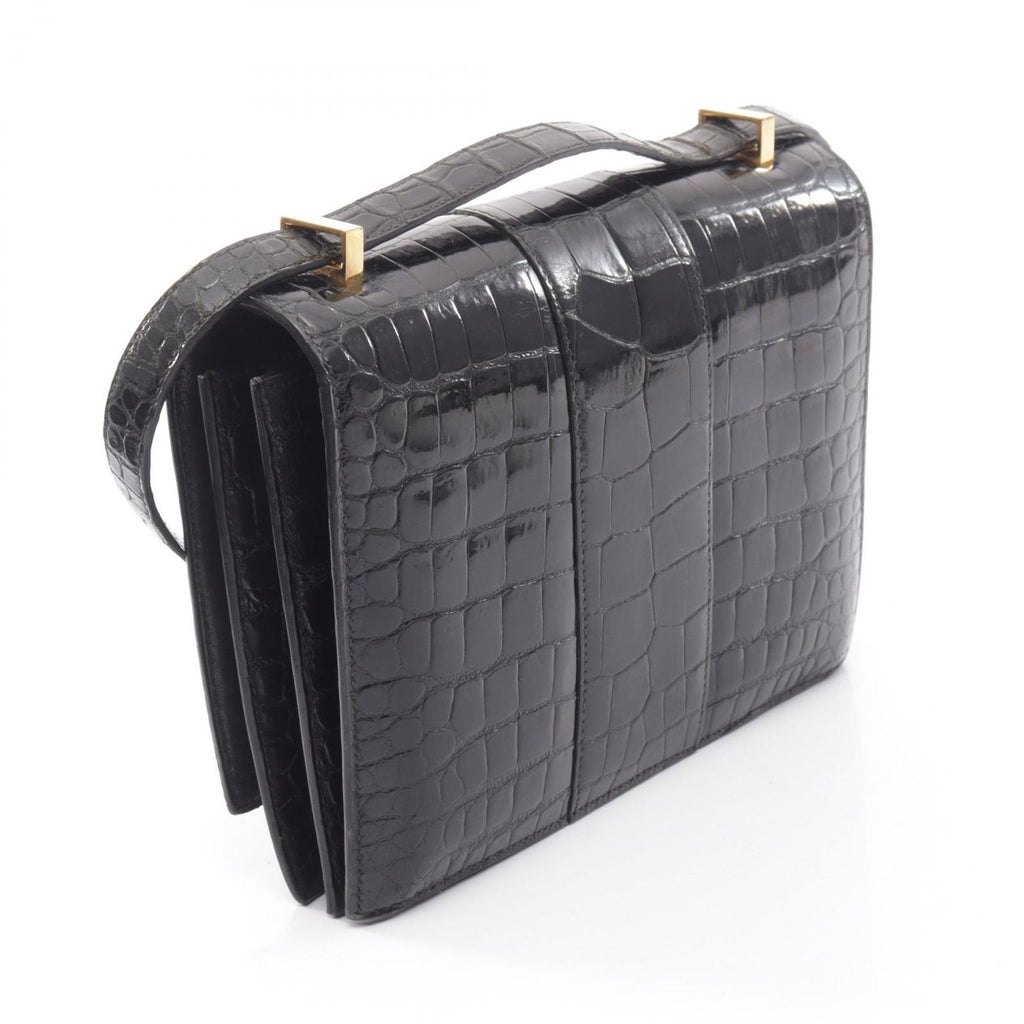 Hermes Shoulder Bag Vintage Black Exotic Leather — view 2