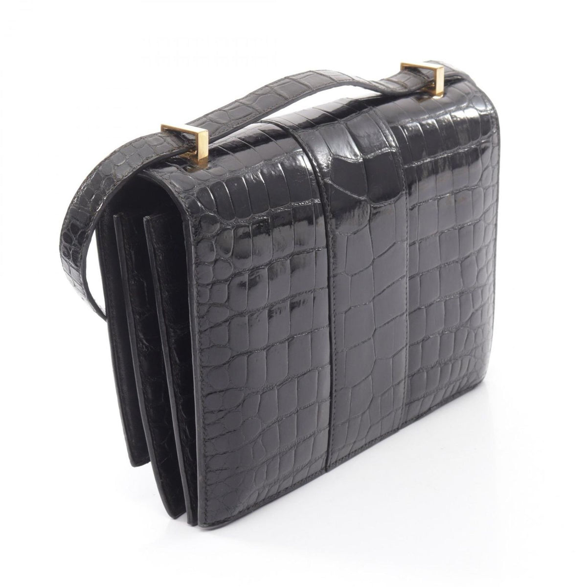 Hermes Shoulder Bag Vintage Black Exotic Leather — view 2