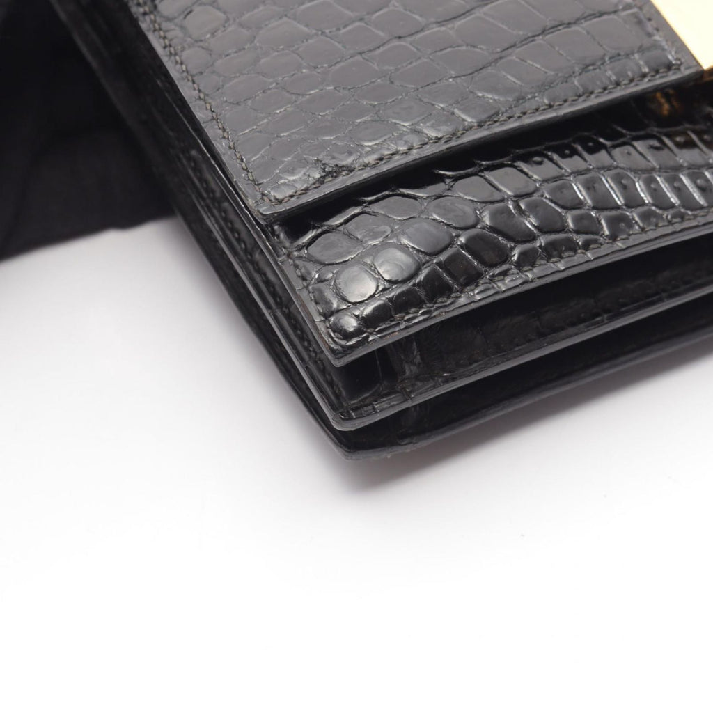 Hermes Shoulder Bag Vintage Black Exotic Leather — view 8