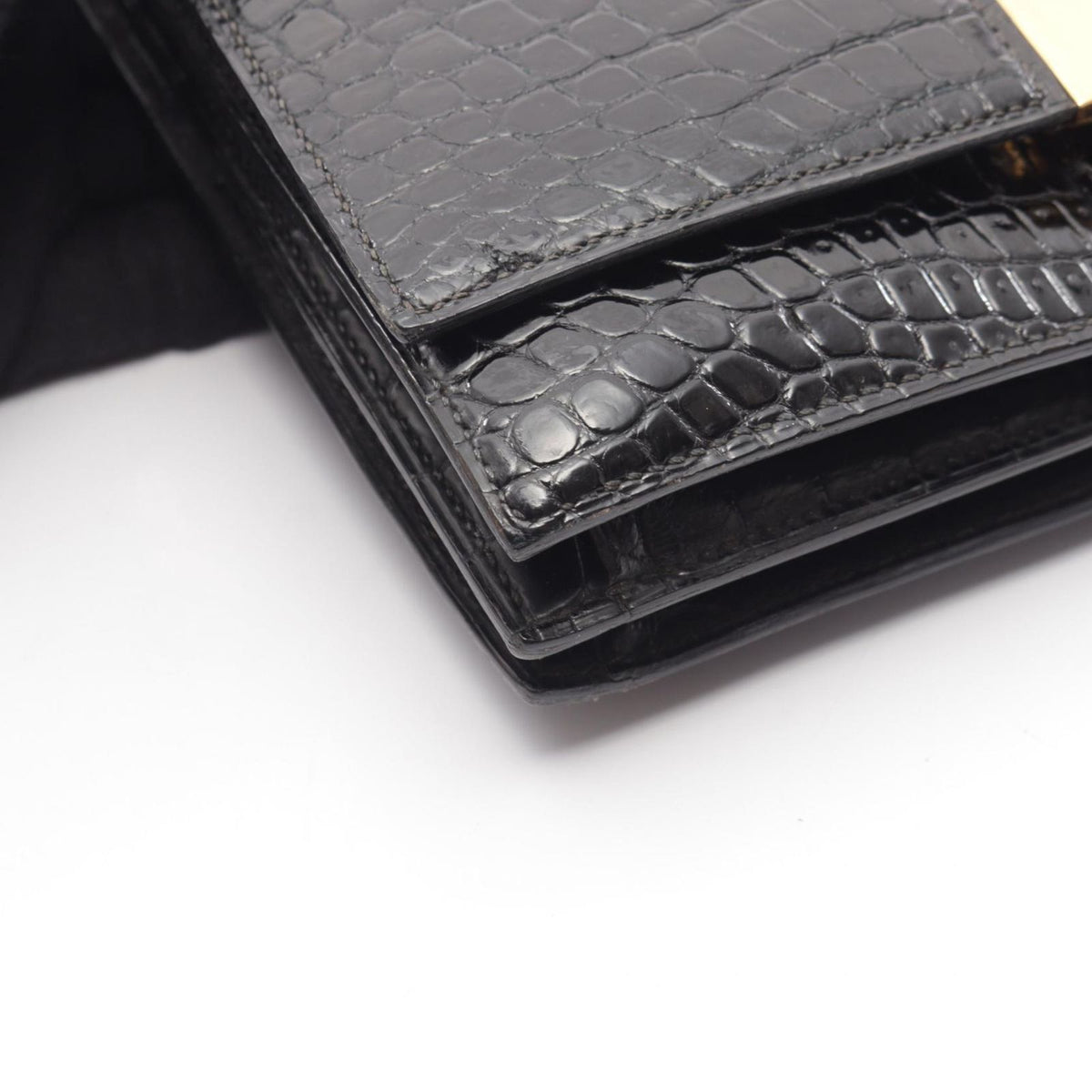 Hermes Shoulder Bag Vintage Black Exotic Leather — view 8