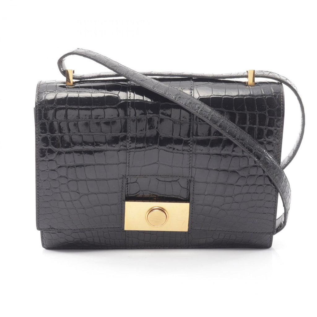 Hermes Shoulder Bag Vintage Black Exotic Leather
