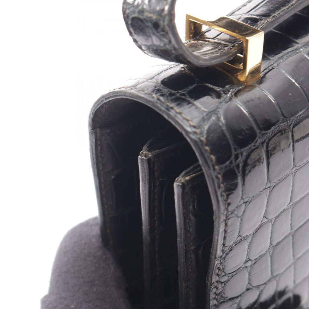 Hermes Shoulder Bag Vintage Black Exotic Leather — view 7