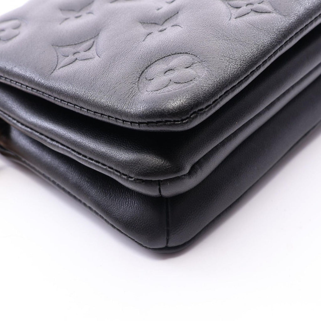 Louis Vuitton Shoulder Bag Pochette Coussin Noir Lambskin Coussins — view 6