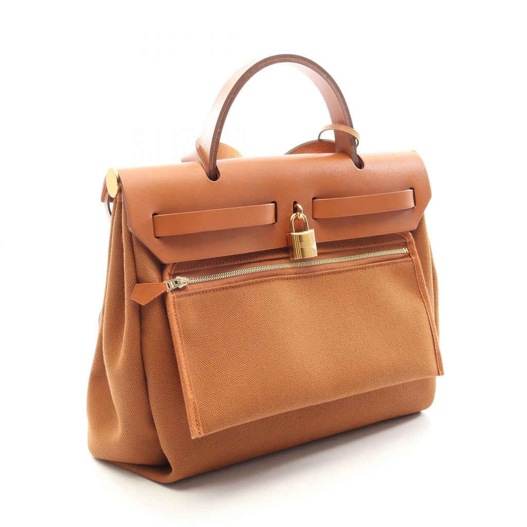 Hermes Handbag Herbag Zip PM Fauve 2-Way Canvas Leather — view 2