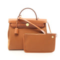Hermes Handbag Herbag Zip PM Fauve 2-Way Canvas Leather