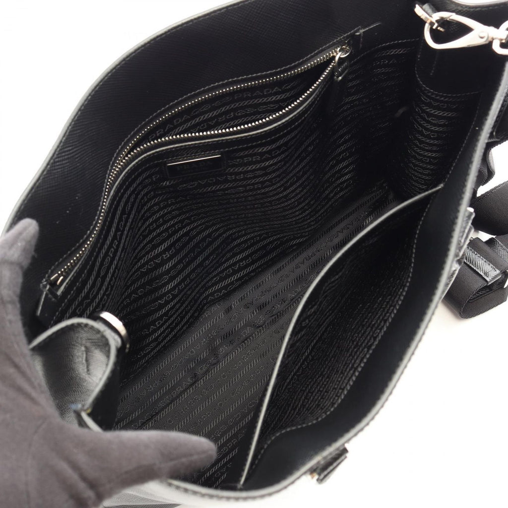 Prada Tote Bag Black Saffiano Leather Triangle Logo Business — view 3