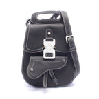 Dior Backpack Gallop Oblique Black Leather Saddle Mini