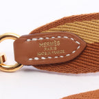 Hermes Shoulder Strap Bandouliere Sangle Casaque Gold Paille Canvas Leather — view 4