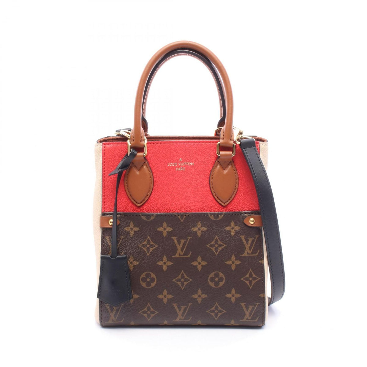 Louis Vuitton Tote Bag Fold PM 2-Way Cerise Cream Noir Leather