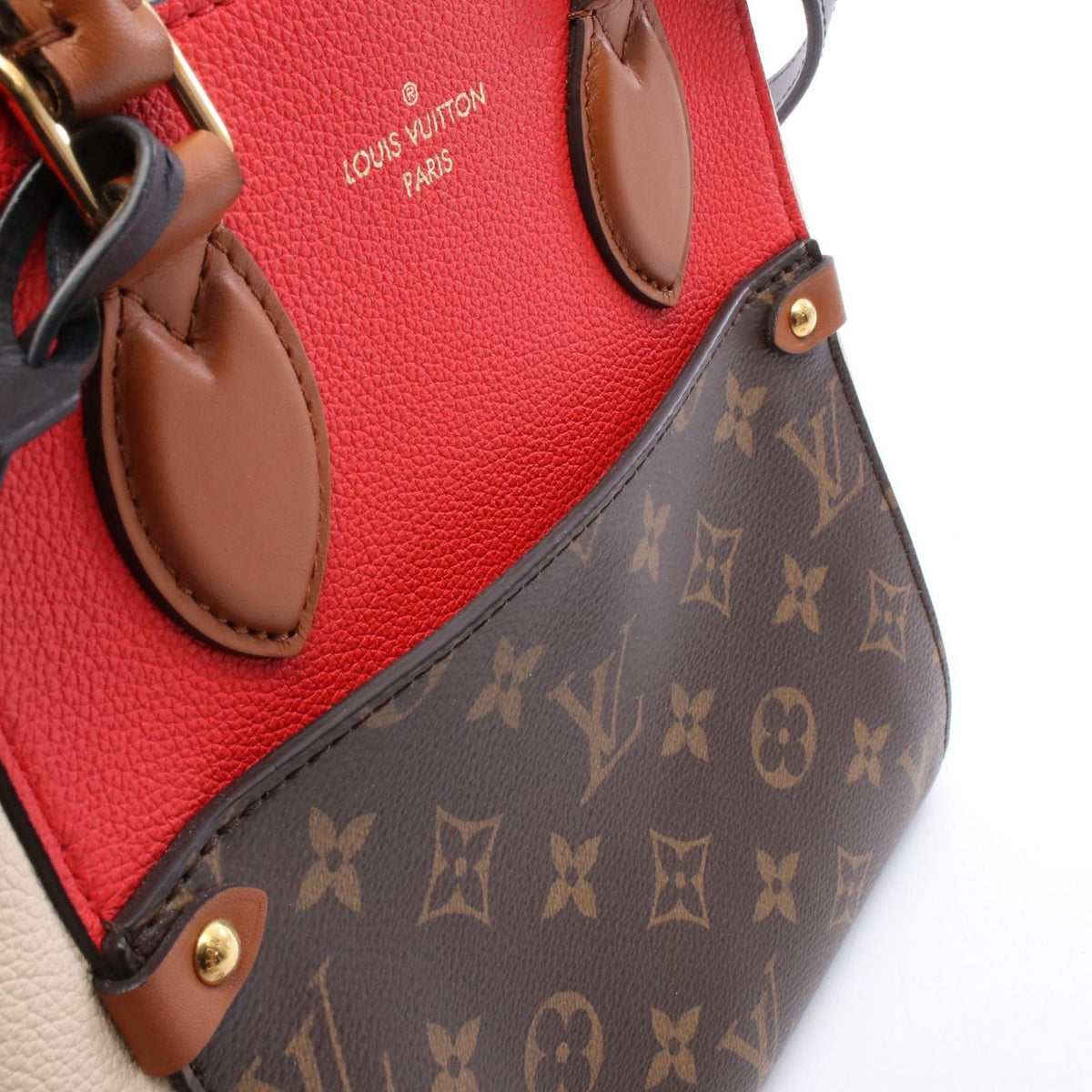 Louis Vuitton Tote Bag Fold PM 2-Way Cerise Cream Noir Leather — view 8
