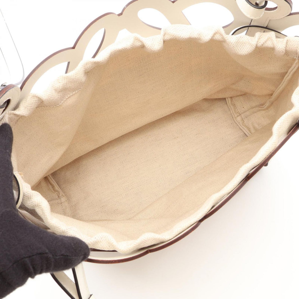 Loewe Tote Bag Anagram Cutout White Natural Leather — view 3