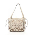 Loewe Tote Bag Anagram Cutout White Natural Leather