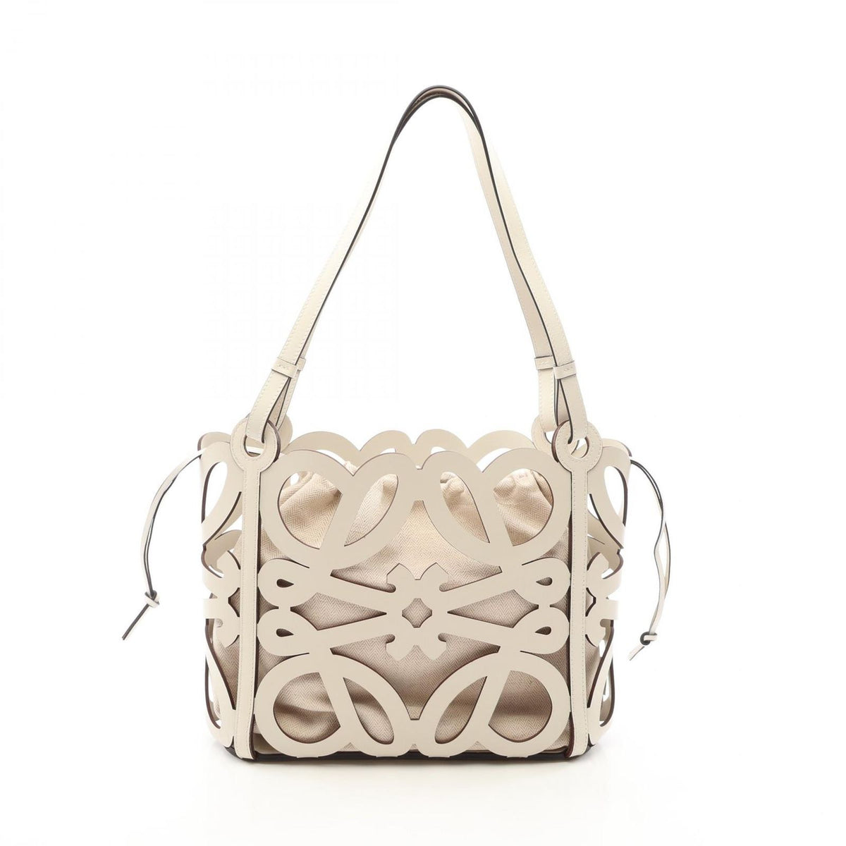 Loewe Tote Bag Anagram Cutout White Natural Leather