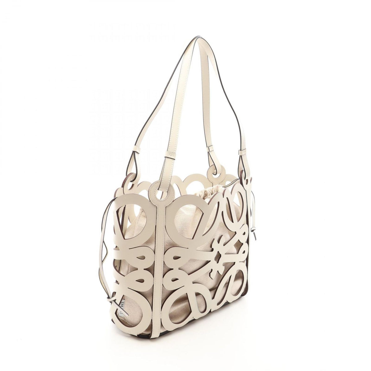 Loewe Tote Bag Anagram Cutout White Natural Leather — view 2