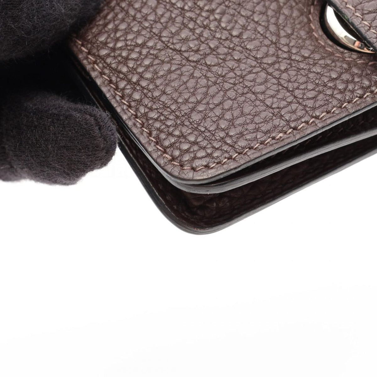 Hermes Card Case Dogon Chocolat Leather — view 6