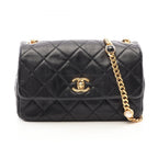 Chanel Shoulder Bag Quilted Black Lambskin Mini Chain