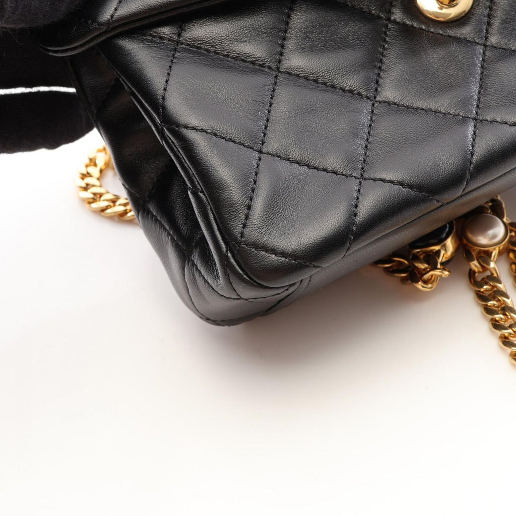 Chanel Shoulder Bag Quilted Black Lambskin Mini Chain — view 6