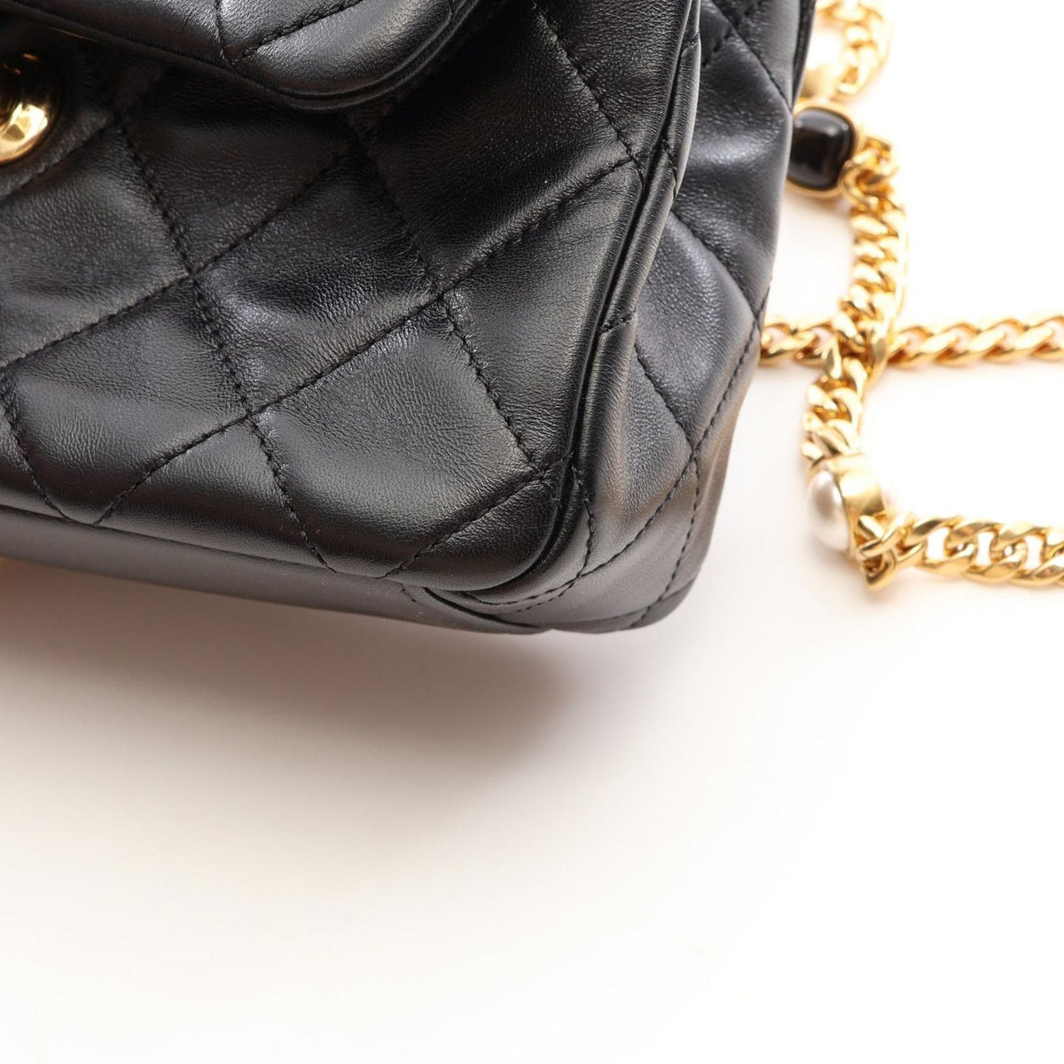 Chanel Shoulder Bag Quilted Black Lambskin Mini Chain — view 7
