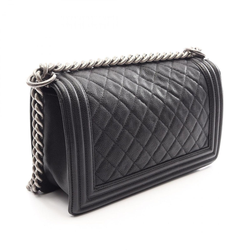 Chanel Shoulder Bag Boy Black Caviar Leather Chain — view 2