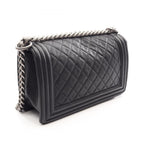 Chanel Shoulder Bag Boy Black Caviar Leather Chain — view 2