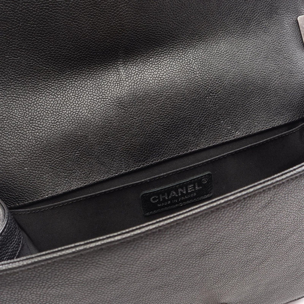 Chanel Shoulder Bag Boy Black Caviar Leather Chain — view 8