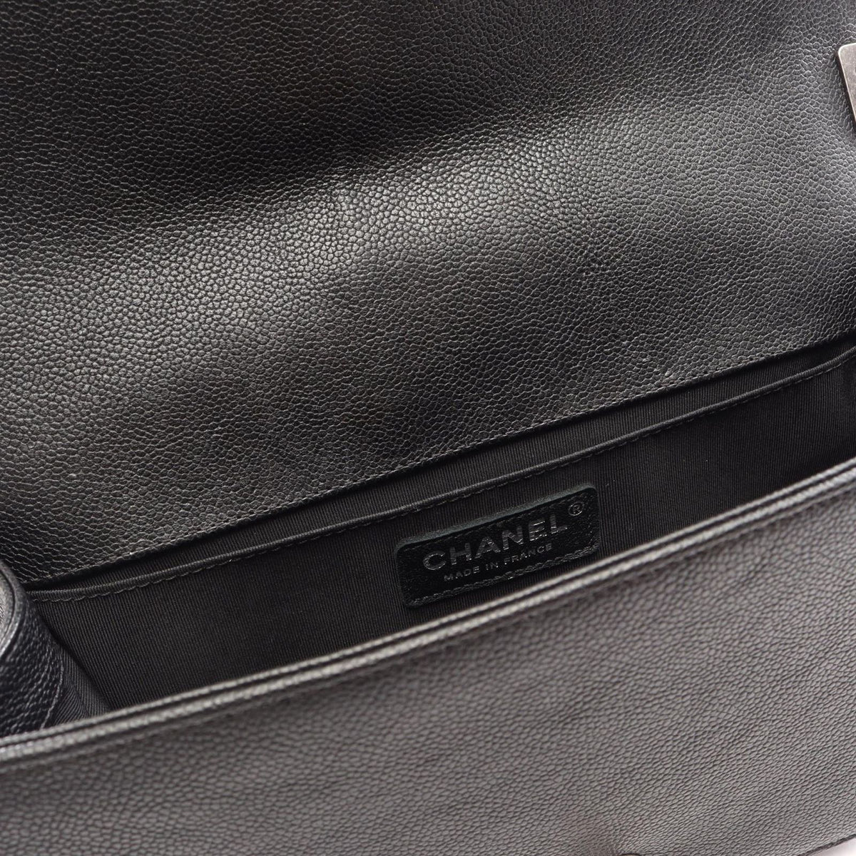 Chanel Shoulder Bag Boy Black Caviar Leather Chain — view 8