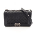 Chanel Shoulder Bag Boy Black Caviar Leather Chain
