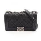 Chanel Shoulder Bag Boy Black Caviar Leather Chain