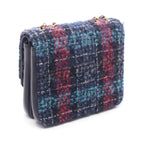 Chanel Shoulder Bag Quilted Navy Fabric Leather Chain — view 2