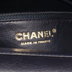 Chanel Shoulder Bag Quilted Navy Fabric Leather Chain — view 5