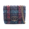 Chanel Shoulder Bag Quilted Navy Fabric Leather Chain
