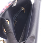 Chanel Shoulder Bag Quilted Navy Fabric Leather Chain — view 3