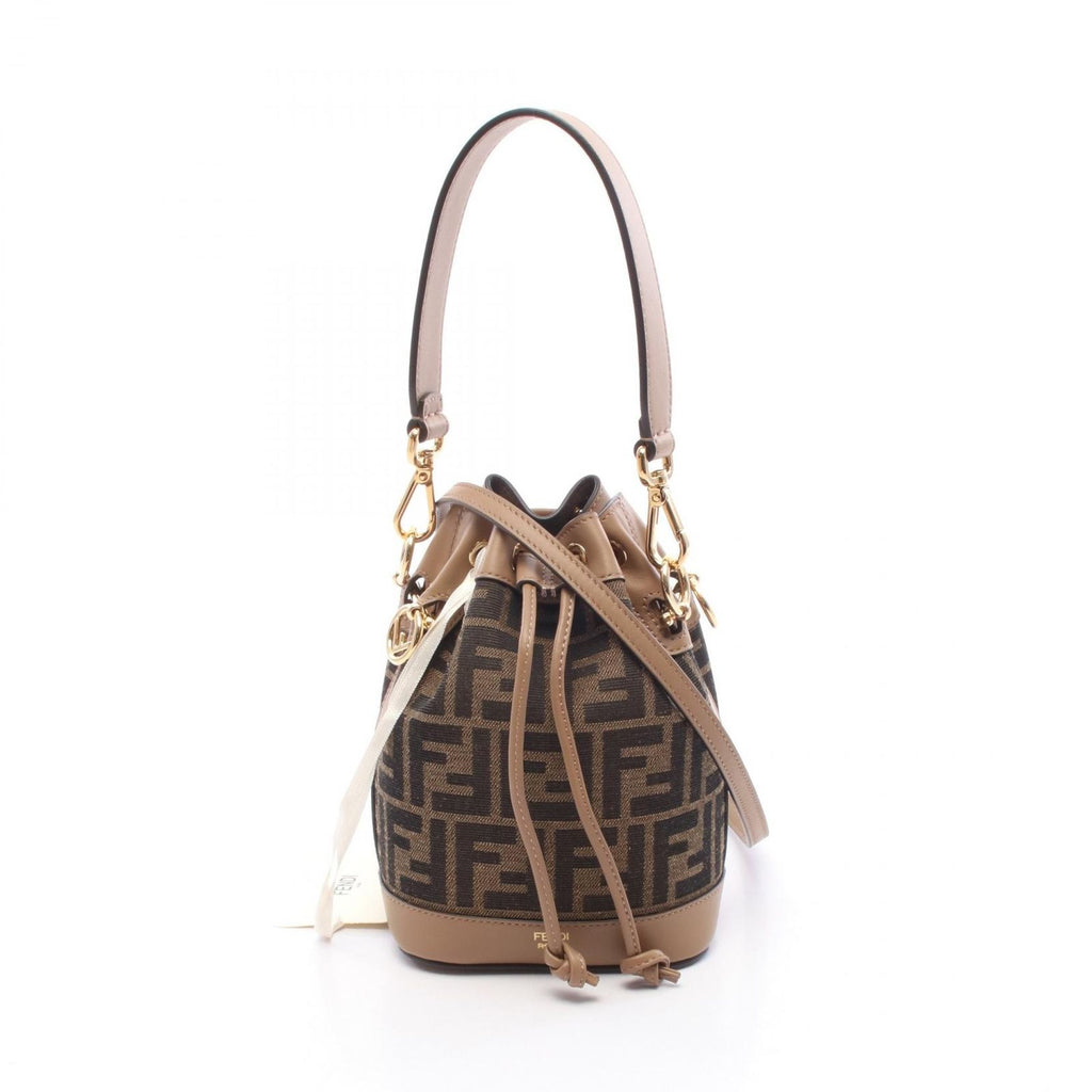 Fendi Mini Mon Tresor Zucca Canvas Leather Shoulder Bag