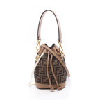 Fendi Mini Mon Tresor Zucca Canvas Leather Shoulder Bag
