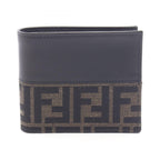 Fendi Bifold Wallet FF Jacquard Zucca Canvas Leather Card Case