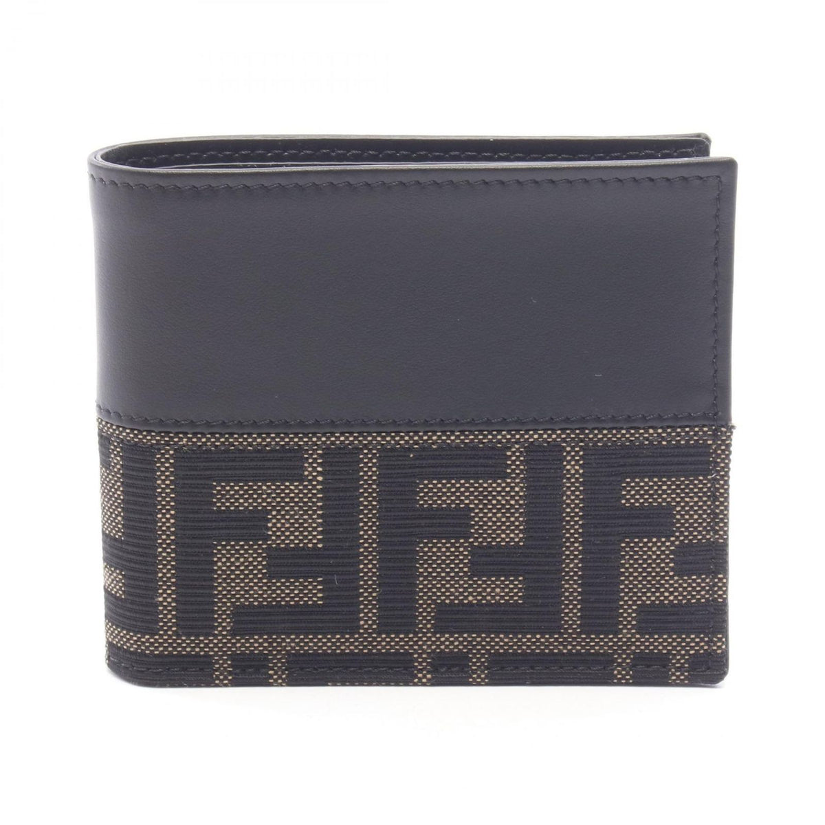 Fendi Bifold Wallet FF Jacquard Zucca Canvas Leather Card Case