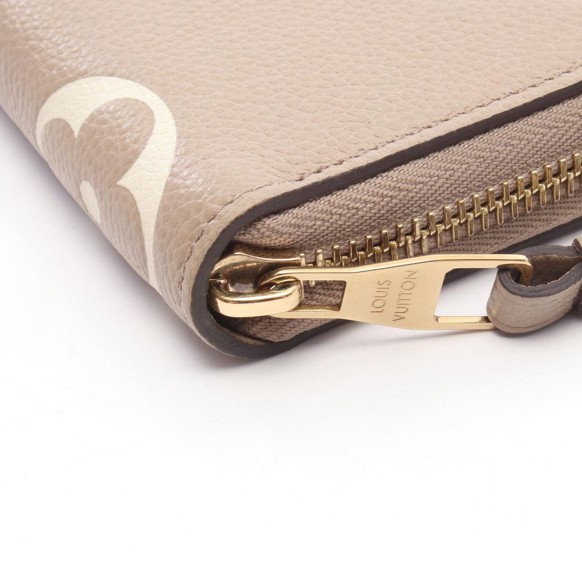 Louis Vuitton Round Wallet Zippy Bicolor Monogram Empreinte Tourterelle Cream — view 6