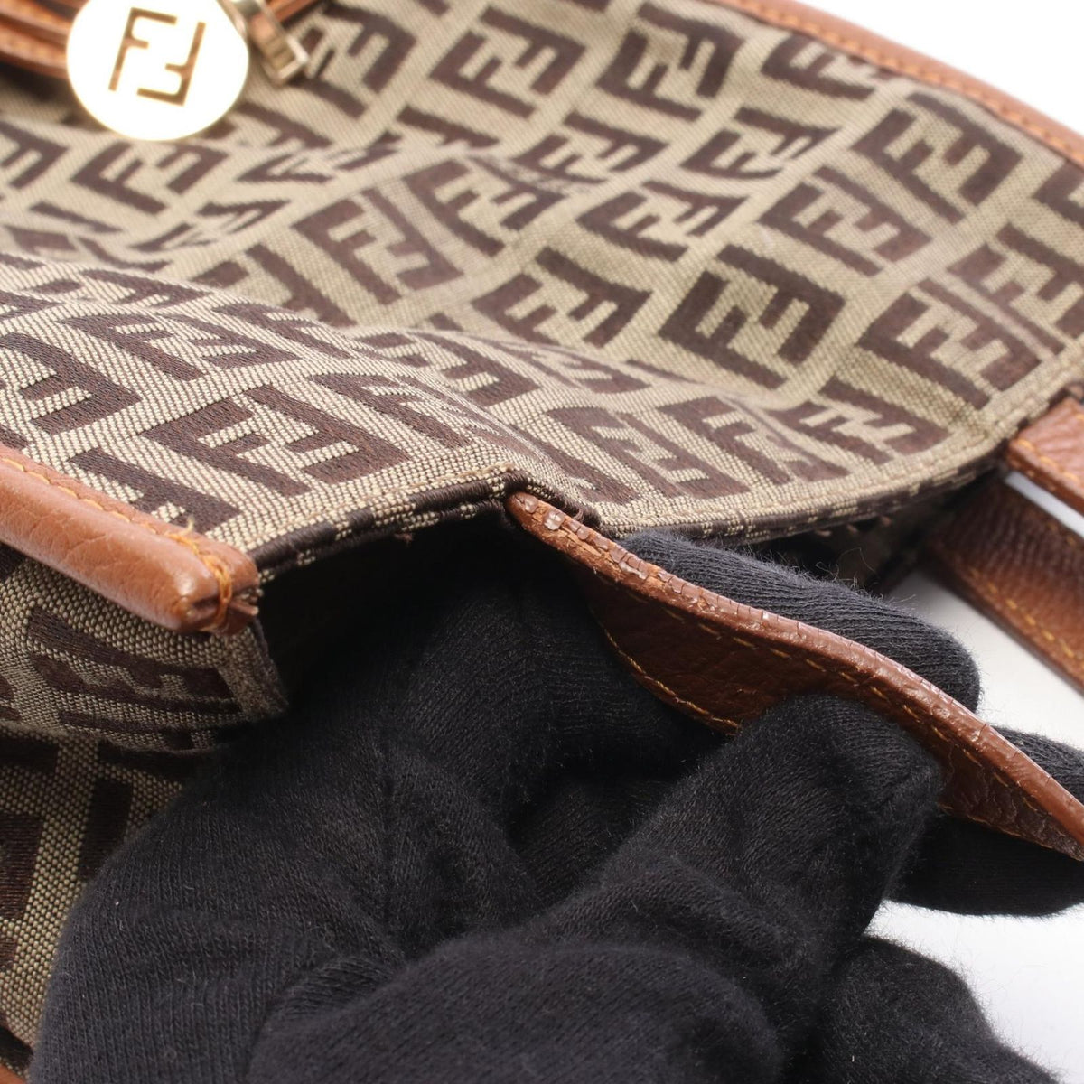 Fendi Handbag Zucchino Beige Canvas Leather Mini Tote — view 8