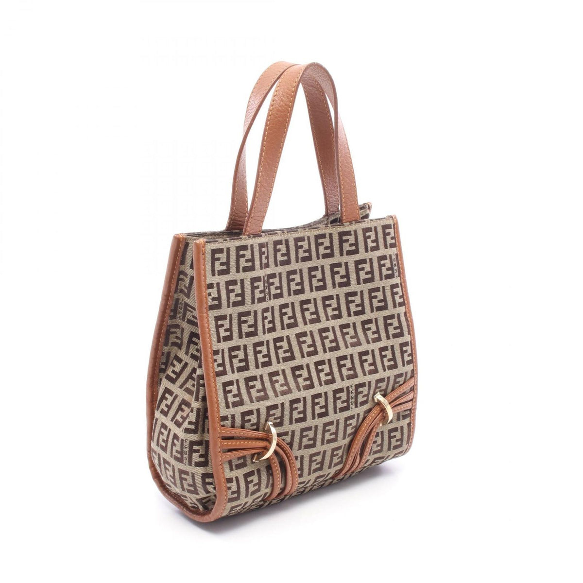 Fendi Handbag Zucchino Beige Canvas Leather Mini Tote — view 2