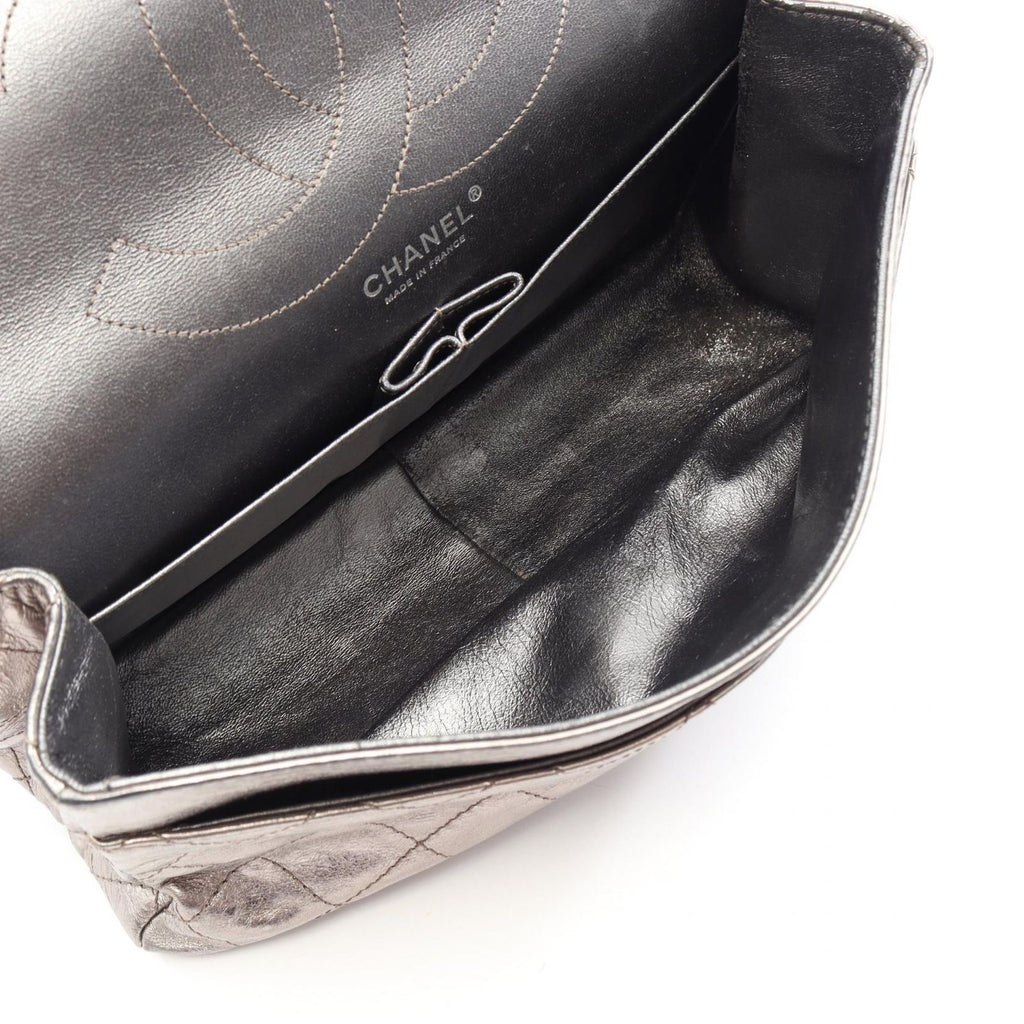 Chanel Shoulder Bag 2.55 Quilted Maxi Double Flap Silver Calfskin Chain — view 3
