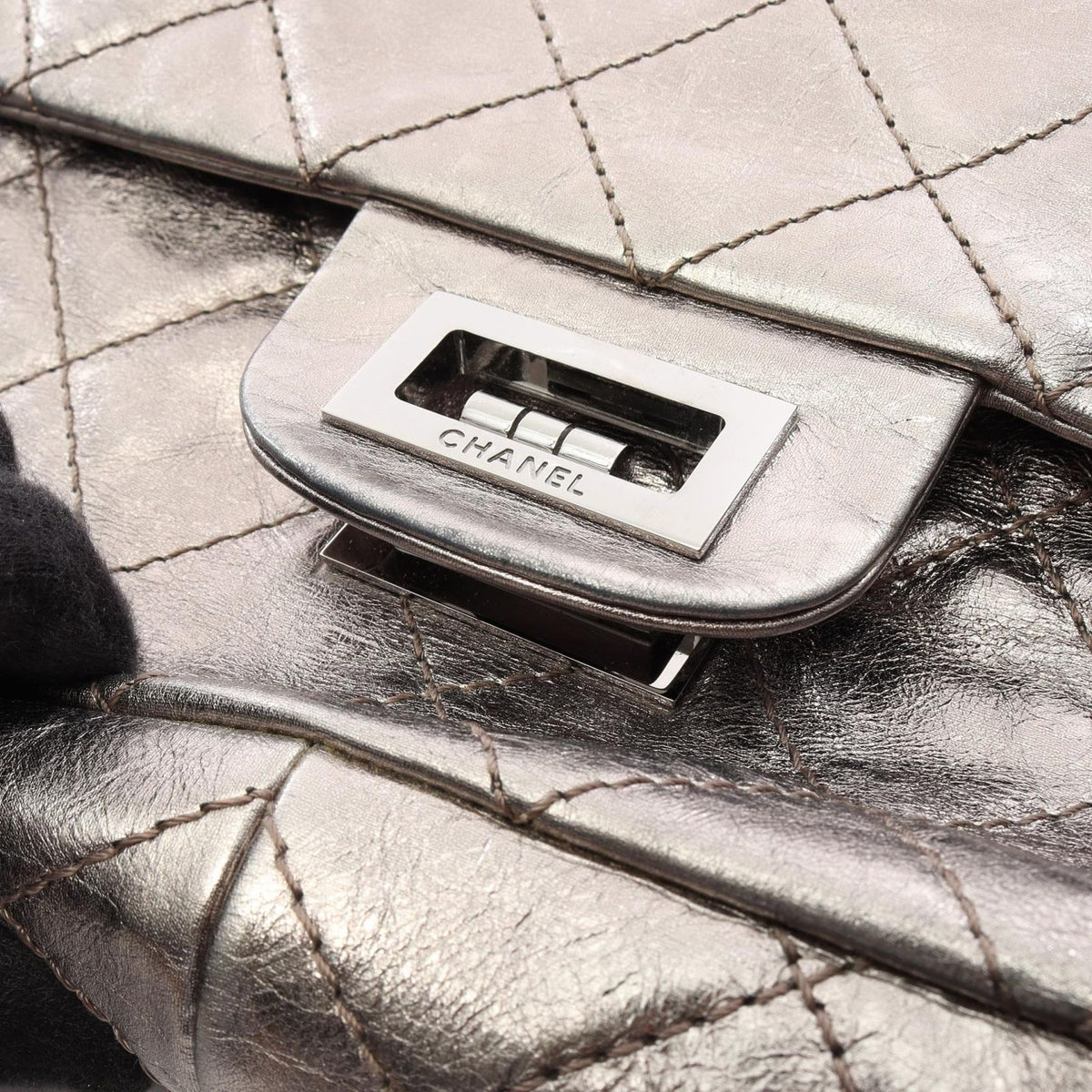 Chanel Shoulder Bag 2.55 Quilted Maxi Double Flap Silver Calfskin Chain — view 8