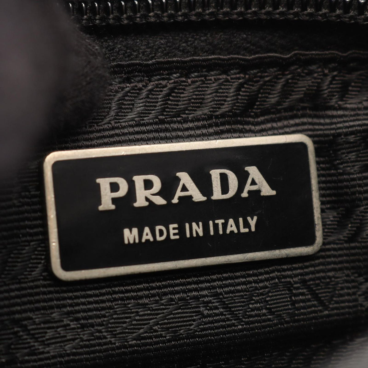 Prada Shoulder Bag Black Nylon Saffiano Leather — view 4