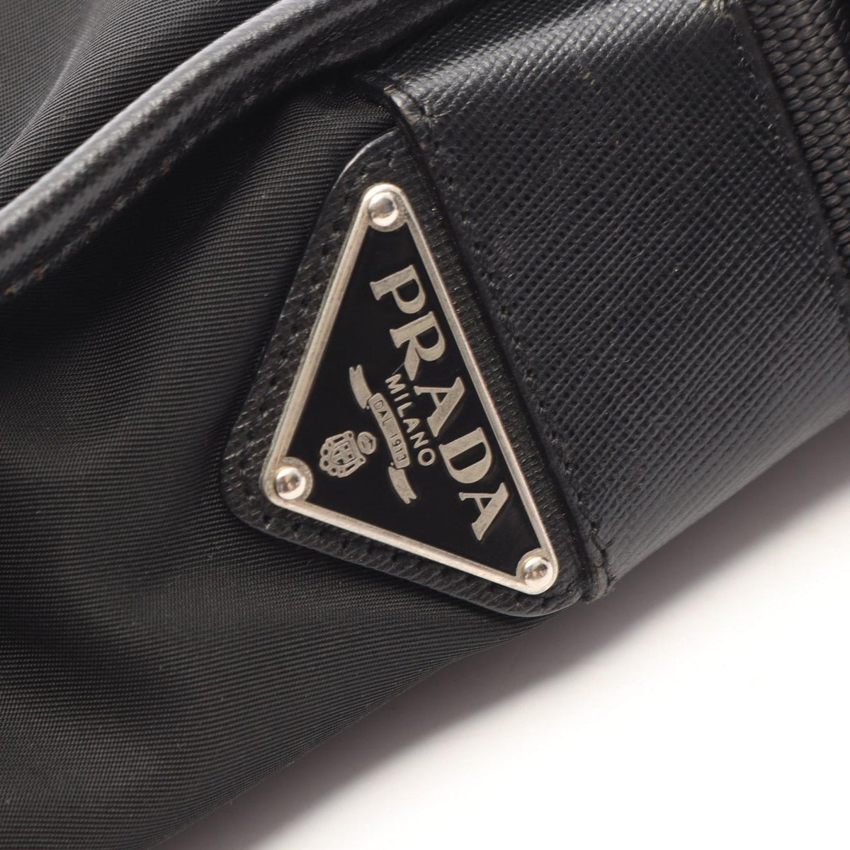 Prada Shoulder Bag Black Nylon Saffiano Leather — view 5
