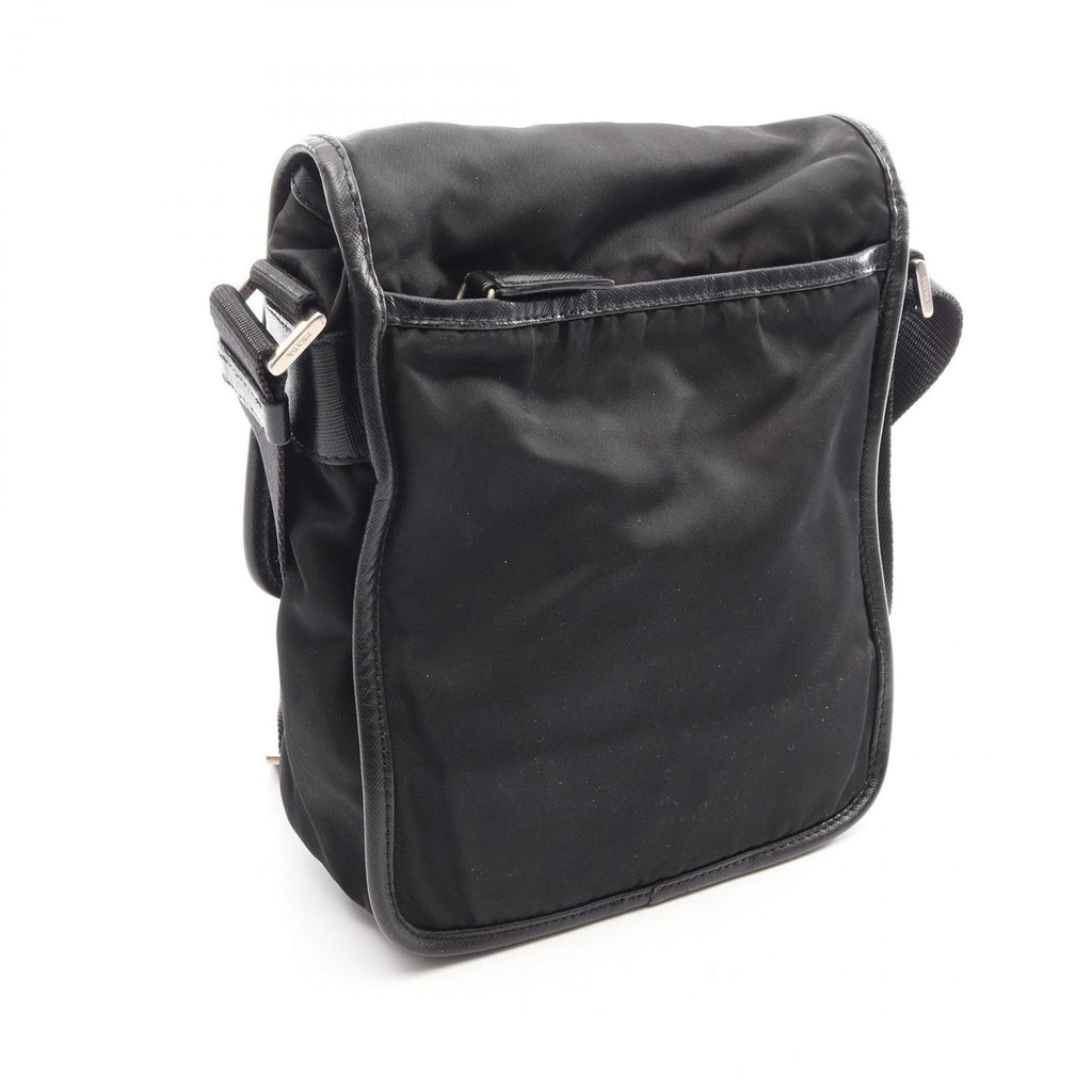 Prada Shoulder Bag Black Nylon Saffiano Leather — view 2