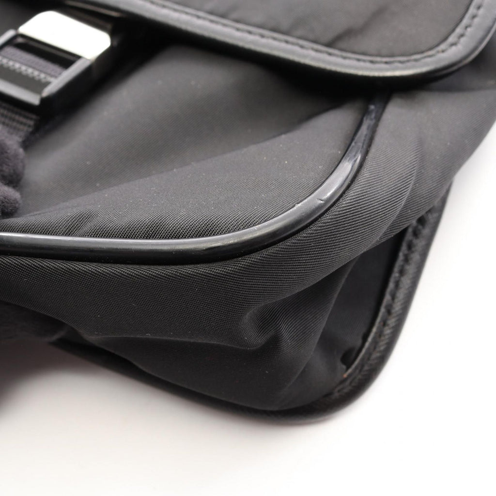 Prada Shoulder Bag Black Nylon Saffiano Leather — view 7