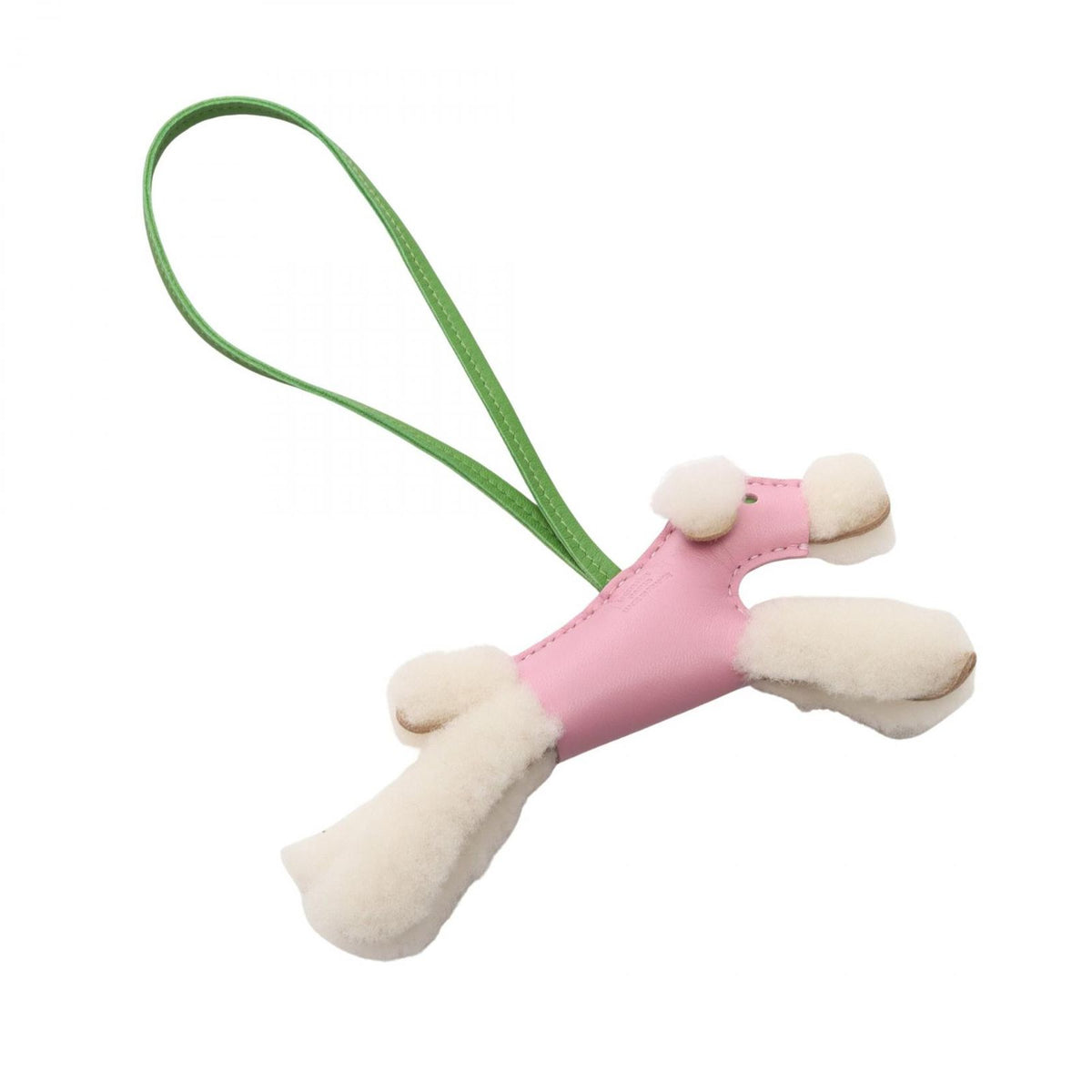 Hermes Charm Buddy Mauve Sylvestre Vert Yucca Shearling Leather Keychain — view 2